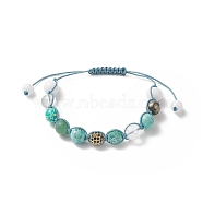 Natural & Synthetic Mixed Gemstone Round Braided Bead Bracelet, Chakra Adjustable Bracelets for Women, Inner Diameter: 2-1/4~3-1/8 inch(5.8~7.8cm)(BJEW-JB09274)