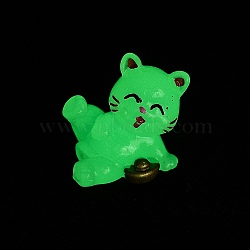 Luminous Resin Lucky Cat Display Decorations, Home Office Decoration, Glow in the Dark, White, 26x29.5x19mm(DJEW-P020-01B)