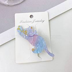 Cat Shape Cellulose Acetate(Resin) Alligator Hair Clips, for Women Girls, Cornflower Blue, 80x35mm(PW-WG22848-09)