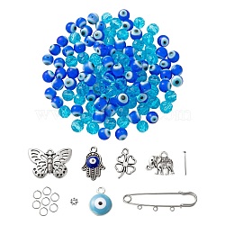 DIY Jewelry Making Set Kits, Including Lampwork Evil Eye & Glass Beads, Alloy Spacer Beads, Alloy & Alloy Enamel Pendants, Iron Jump Rings & Pins & Brooch Findings, Platinum, Beads: about 114pcs/set(DIY-LS0003-80)