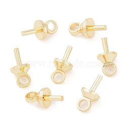 Brass Peg Bails, Cup Peg Bails, For Half Drilled Beads, Real 18K Gold Plated, 7.5x4x4mm, Hole: 1.6mm, Pin: 0.5mm(KK-N254-46B-G)