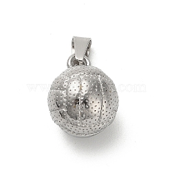 304 Stainless Steel Charms, Volleyball Charm, Stainless Steel Color, 13.5x10.5x10.5mm, Hole: 6x3mm(STAS-Q343-09P)