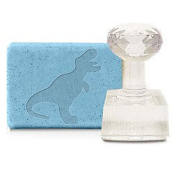 Clear Acrylic Soap Stamps, DIY Soap Molds Supplies, Rectangle, Dinosaur Pattern, 60x37x37mm(DIY-WH0438-004)