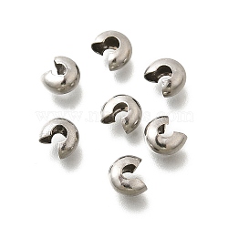 304 Stainless Steel Crimp Beads Covers, Stainless Steel Color, 6.5x5.5x3.5mm(STAS-P239-34P-05)