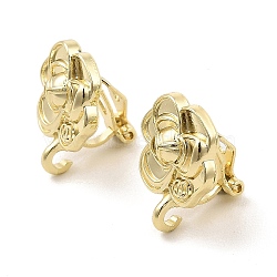 Alloy Clip-on Earring Findings, with Loops, for Non-pierced Ears, Rose, Golden, 17x13.5x12mm, Hole: 2.5mm(FIND-L015-007G)