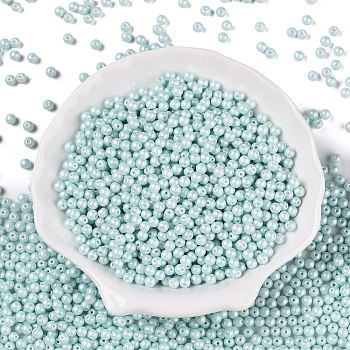 Glass Seed Beads, Opaque Colours, Round, Pale Turquoise, 3.5~4x3~3.5mm, Hole: 0.8~0.9mm, about 4500pcs/pound