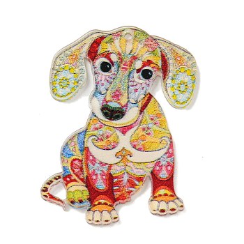 Animal Theme Double-sided Printed Acrylic Pendants, Dog, 40x29x2mm, Hole: 1.6mm