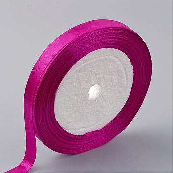 Single Face Satin Ribbon, Polyester Ribbon, Breast Cancer Pink Awareness Ribbon Making Materials, Valentines Day Gifts, Boxes Packages, Medium Violet Red, 3/8 inch(10mm), about 25yards/roll(22.86m/roll), 10rolls/group, 250yards/group(228.6m/group)