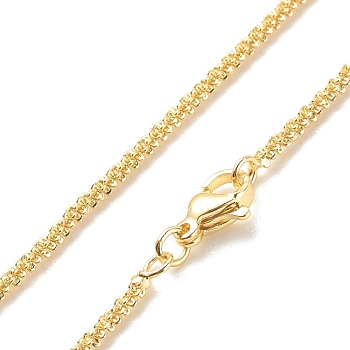 Brass Flower Link Chains Necklace for Women, Cadmium Free & Lead Free, Real 18K Gold Plated, 17.99 inch(45.7cm)