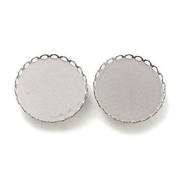 304 Stainless Steel Brooch Base Settings, Round, Stainless Steel Color, 26x2mm, Tray: 25mm