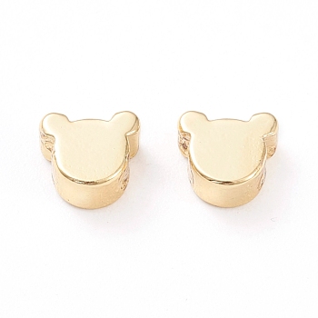 Brass Beads, Long-Lasting Plated, Bear, Real 18K Gold Plated, 5x6x3mm, Hole: 1.2mm