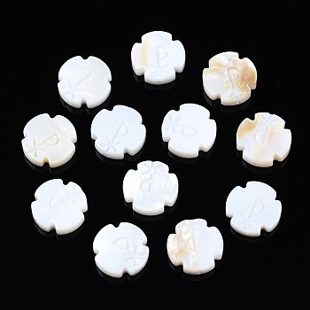 Natural Freshwater Shell Beads, Flower, Seashell Color, 13.5x13.5x4mm, Hole: 0.8mm