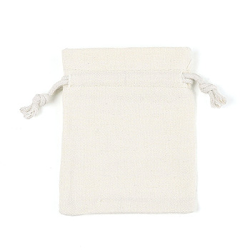 Rectangle Canvas Packing Pouches, Blank Drawstring Bags, Floral White, 9.5~10x7.5~8cm