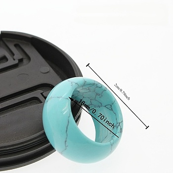 Synthetic Turquoise Plain Band Rings, 12mm, Inner Diameter: 18mm