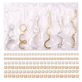 Brass Chains, with ABS Imitation Pearl Beads, Nail Art Decoration Accessories, Mixed Color, 80~100x2~3mm, 6 strands/bag