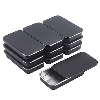 Rectangle Iron Tin Cans, Iron Jar, Storage Containers for Cosmetic, Candles, Candies, with Lid, Gunmetal, 6x3.4x1cm