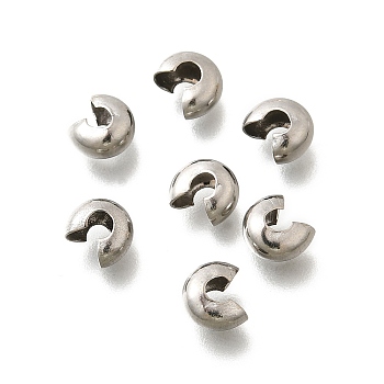 304 Stainless Steel Crimp Beads Covers, Stainless Steel Color, 6.5x5.5x3.5mm