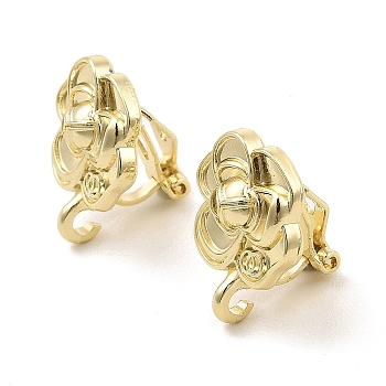 Alloy Clip-on Earring Findings, with Loops, for Non-pierced Ears, Rose, Golden, 17x13.5x12mm, Hole: 2.5mm