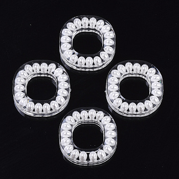 Transparent Acrylic Linking Rings, with ABS Plastic Imitation Pearl, Ring, White, 29x29x7mm, Inner Diameter: 15mm