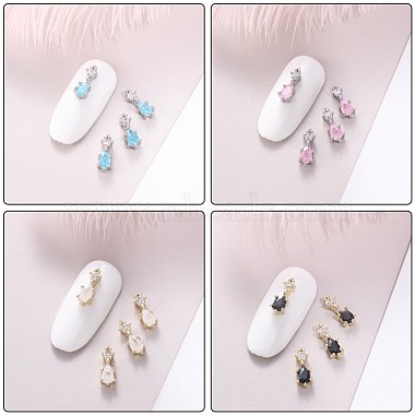 Chinese lute Shape Brass Micro Pave Clear Cubic Zirconia Nail Gems Set(MRMJ-T015-40-M)-3