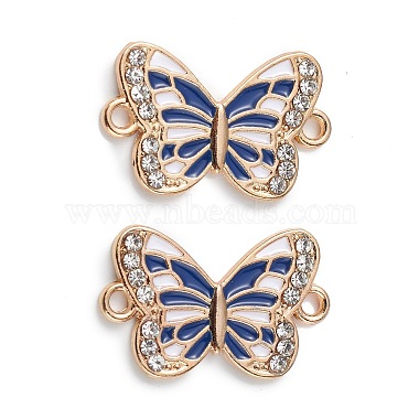 Light Gold Blue Butterfly Alloy Rhinestone+Enamel Links