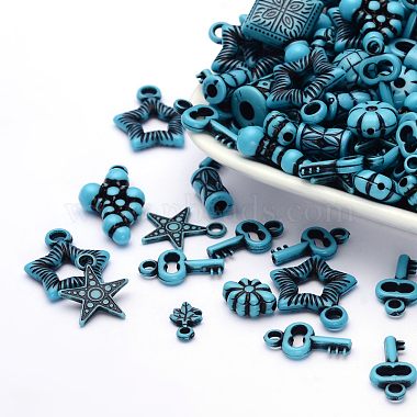 8mm DodgerBlue Mixed Shape Acrylic Beads
