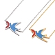 Colorful Enamel Swallow and Fish Pendant Necklace(NJEW-G019-01)-1