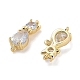 Rack Plating Brass Pave Clear Cubic Zirconia Cat Shape Links Connector(KK-Z064-29G)-2