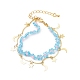 Brass Moon and Star Charms & Seed Flower Double Layer Multi-strand Bracelet for Women(BJEW-JB08848)-1