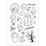 PVC Plastic Stamps, for DIY Scrapbooking, Photo Album Decorative, Cards Making, Stamp Sheets, Snowman Pattern, 16x11x0.3cm(DIY-WH0167-56-69)