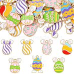 35Pcs 7 Style Easter Theme Alloy Enamel Pendants, Light Gold, Egg with Rabbit Charm, Mixed Color, 22x16.8x1.5mm, Hole: 2mm, 5pcs/style(ENAM-CJ0005-67)