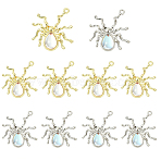 10Pcs 2 Colors Halloween Rack Plating Alloy Pendants, Spider Charm, with Lilac Resin Beads, Cadmium Free & Lead Free, Platinum & Golden, 30x27x5.8mm, Hole: 1.6mm, 5pcs/color(FIND-YW0012-28)