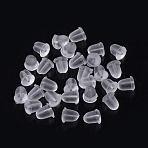 Plastic Ear Nuts, Earring Backs, Clear, 4x4mm, Hole: 0.5mm(KY-R011-10)