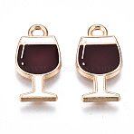 Eco-Friendly Alloy Enamel Pendants, Cadmium Free & Lead Free & Nickel Free, Goblet, Light Gold, Dark Red, 17x9x1.2mm, Hole: 1.6mm(X-ENAM-Q437-049-NR)