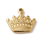 304 Stainless Steel Pendants, High Polished Crown Charm, Real 14K Gold Plated, 16x18x2mm, Hole: 1.6mm(STAS-L022-329G)