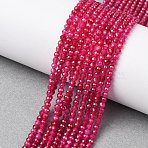 Lab Grown Red Corundum Beads Strands, Round, Faceted, 3mm, Hole: 0.5mm, about 141pcs/strand, 15.55''(39.5cm)(G-Z123-A01-3mm)