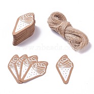 Paper Gift Tags, Hange Tags, For Arts and Crafts, with Jute Twine, Ice Cream, BurlyWood, 45x23x0.5mm, 50pcs/set(CDIS-L004-S01)