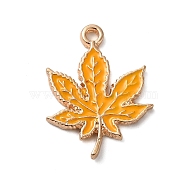 Thanksgiving Day Theme Alloy Enamel Pendants, Golden, Maple Leaf Charm, Gold, 22x17x1.5mm, Hole: 1.6mm(ENAM-M002-03G-13)