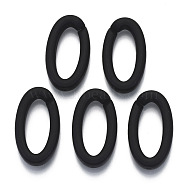 Opaque Spray Painted Acrylic Linking Rings, Quick Link Connectors, for Cable Chains Making, Frosted, Oval, Black, 35x19x6mm, Inner Diameter: 26x10mm, about 240pcs/500g(OACR-S021-21A-C01)