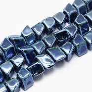 Handmade Eco-Friendly Porcelain Beads, Nuggets, Marine Blue, 20x13.5~14x13~14mm, Hole: 3mm(PORC-P027-A05)