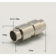 304 Stainless Steel Magnetic Clasps, Column, Stainless Steel Color, 23x10mm, Hole: 6mm(X-STAS-H048-2)