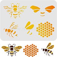 Large Plastic Reusable Drawing Painting Stencils Templates, for Painting on Scrapbook Fabric Tiles Floor Furniture Wood, Rectangle, Bees Pattern, 297x210mm(DIY-WH0202-136)