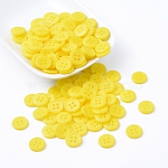 Acrylic Sewing Buttons, Plastic Shirt Buttons for Costume Design, 4-Hole, Dyed, Flat Round, Yellow, 12x2mm, Hole: 1mm(BUTT-E076-A-10)