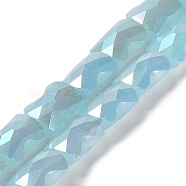 AB Color Plate Glass Beads Strands, Imitation Jade, Faceted Bamboo Stick, Light Blue, 8x6x4mm, Hole: 1mm, about 70~71pcs/strand, 22.05 inch(56cm)(EGLA-P051-06B-C05)