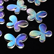 Transparent Acrylic Beads, AB Color, Butterfly, Clear AB, 34x44x8mm, Hole: 3mm(MACR-S374-10D-01)