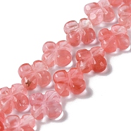 Cherry Quartz Glass Beads Strands, Flower, 13~14x13~14x5~5.5mm, Hole: 1.2mm, about 15pcs/strand, 7.95''(20.2cm)(G-M418-D05-01)
