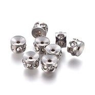 304 Stainless Steel Rhinestone Beads, Column, 5x3.5mm, Hole: 1mm(STAS-E474-54A-P)