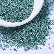 MIYUKI Delica Beads, Cylinder, Japanese Seed Beads, 11/0, (DB1183) Galvanized Semi-Frosted Dark Aqua, 1.3x1.6mm, Hole: 0.8mm, about 20000pcs/bag, 100g/bag(SEED-J020-DB1183)