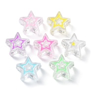 Transparent Acrylic Beads, with Enamel, Star, Mixed Color, 21x21.5x9mm, Hole: 3.5mm(X-OACR-A029-05)