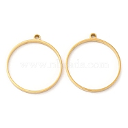 304 Stainless Steel Open Back Bezel Flat Round Pendants, For DIY UV Resin, Epoxy Resin, Pressed Flower Jewelry, Real 18K Gold Plated, 33x30x3mm, Hole: 2.2mm, Inner Diameter: 27.8mm(STAS-Z040-04A-G)